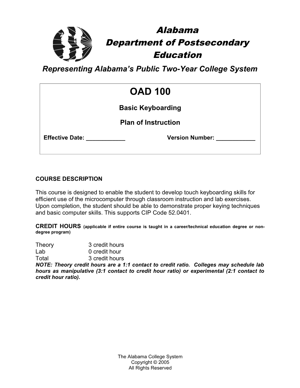 OAD 100 - Basic Keyboarding