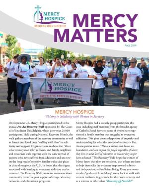 MERCY HOSPICE Walking in Solidarity with Women in Recovery