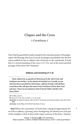 Cliques and the Cross 1 Corinthians 1