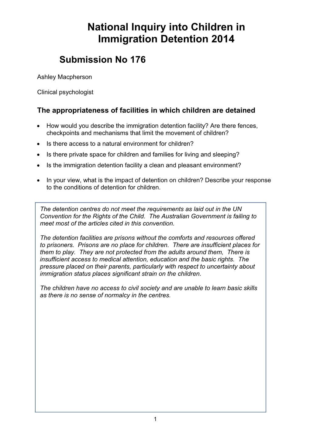 National Inquiry Into Children in Immigration Detention 2014 s2