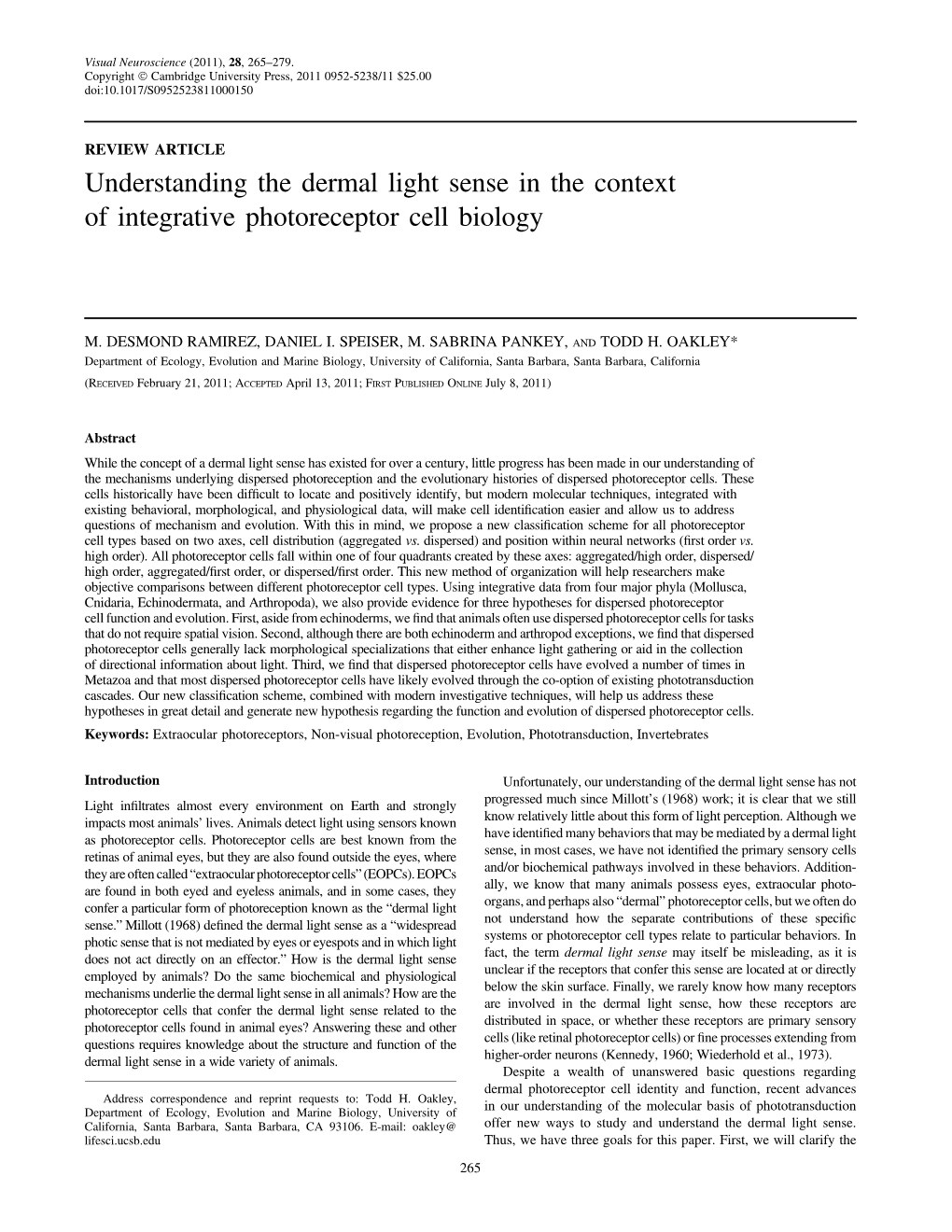 Understanding the Dermal Light Sense in the Context of Integrative Photoreceptor Cell Biology