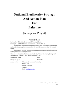 National Biodiversity Strategy and Action Plan for Palestine