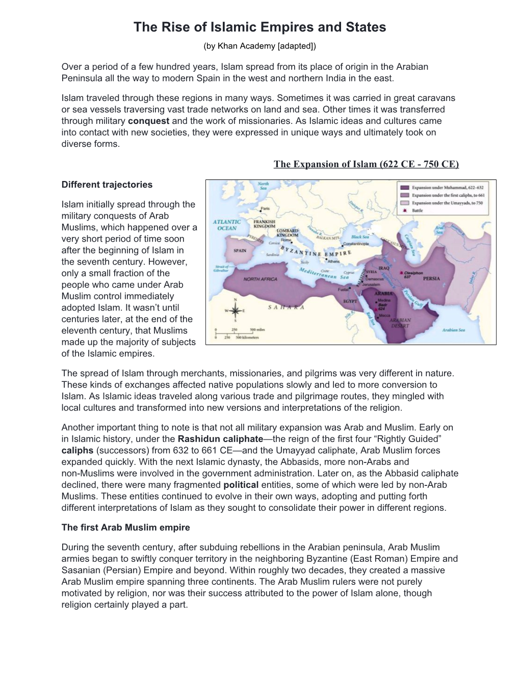 The Rise of Islamic Empires and States (By Khan Academy [Adapted])