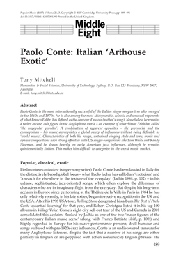 Paolo Conte: Italian 'Arthouse Exotic'