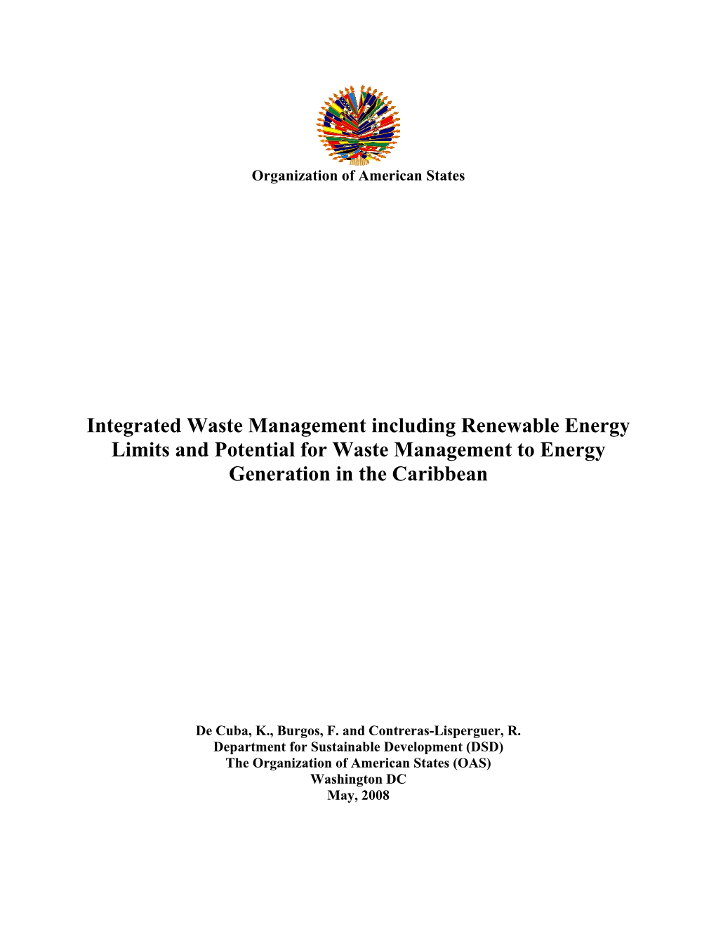 Integrated Waste Management Including Renewable Energy Limits and Potential for Waste Management to Energy Generation in the Caribbean