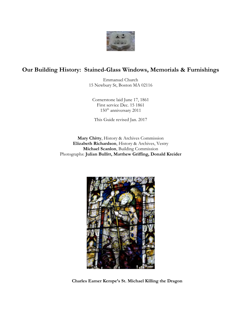Our Building History: Stained-Glass Windows, Memorials & Furnishings