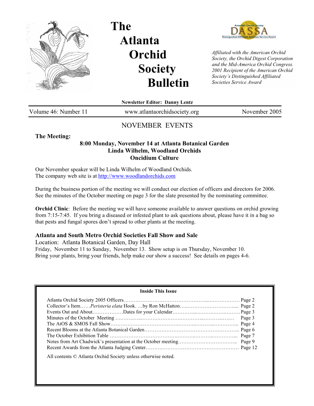 Atlanta Orchid Society Newsletter Submissions