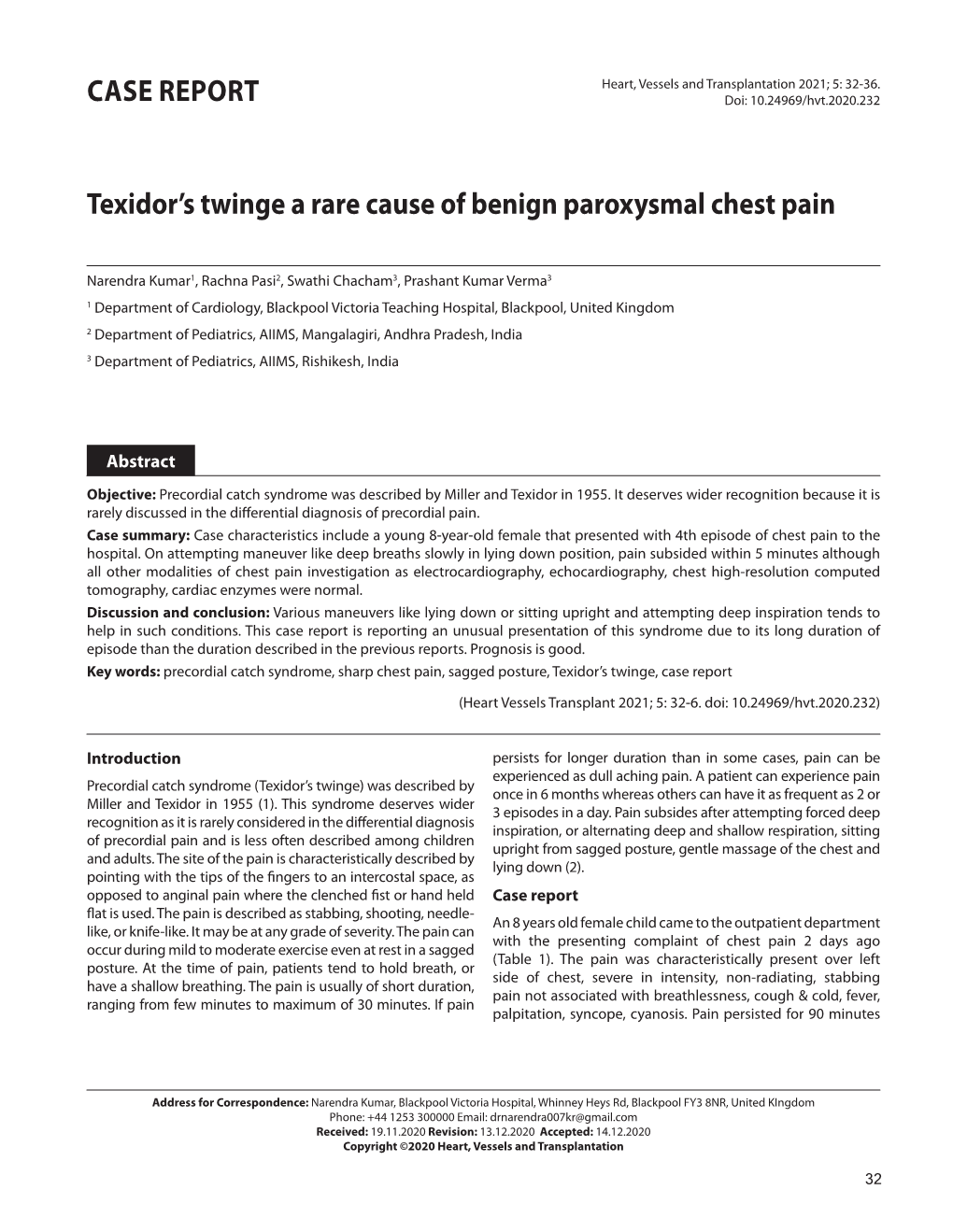 Texidor's Twinge a Rare Cause of Benign Paroxysmal Chest Pain