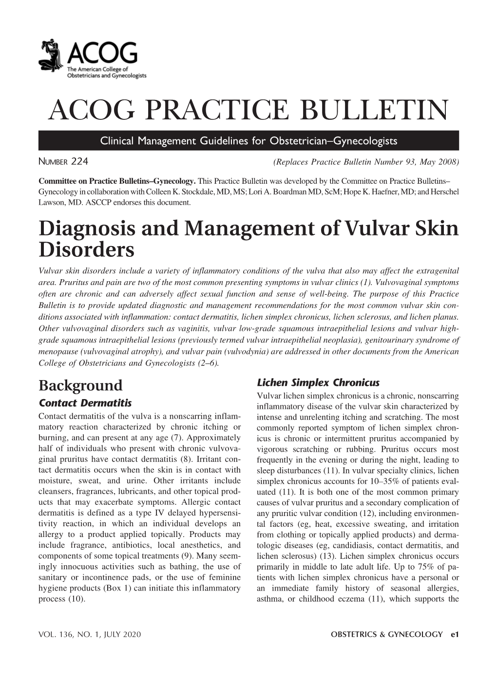 Diagnosis and Management of Vulvar Skin Disorders