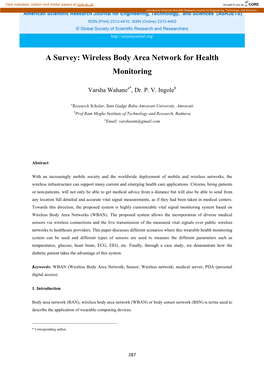 Wireless Body Area Network for Health Monitoring