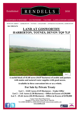Land at Gosworthy Harberton, Totnes, Devon Tq9 7Lp