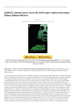 Green Arrow by Jeff Lemire Andrea Sorrentino Deluxe Edition Online