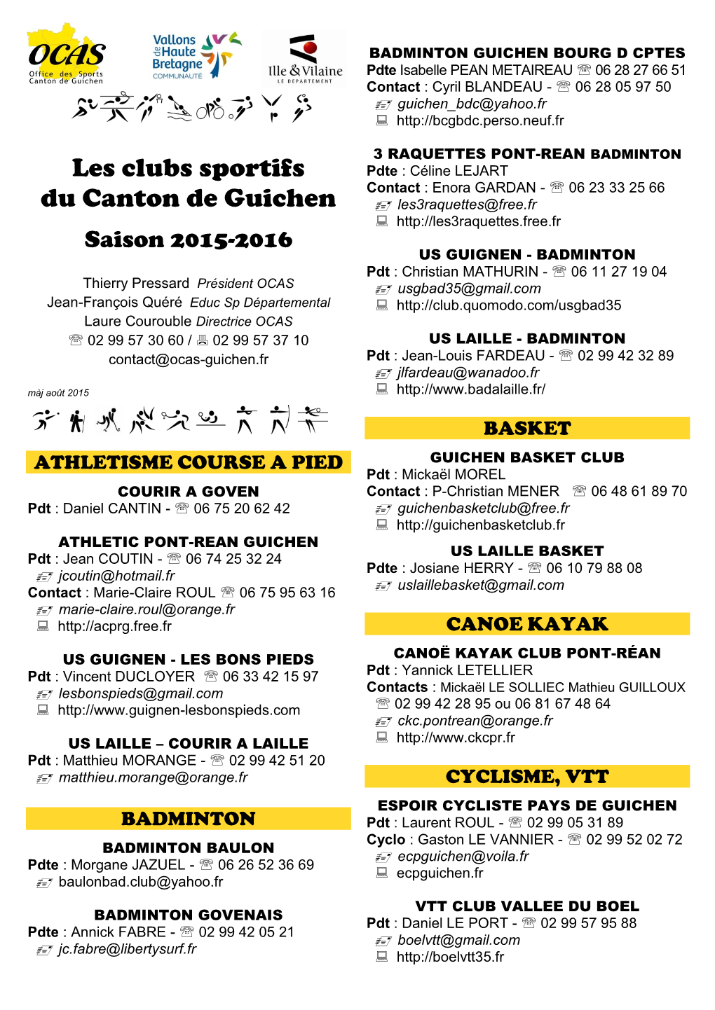 Les Clubs Sportifs Du Canton De Guichen