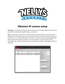 Hikvision IP Camera Setup