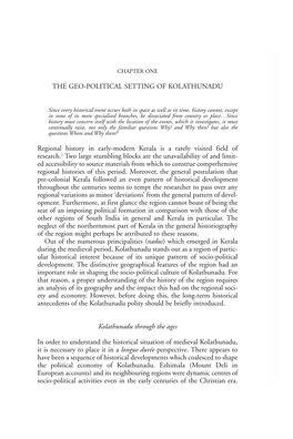 THE GEO-POLITICAL SETTING of KOLATHUNADU Regional History