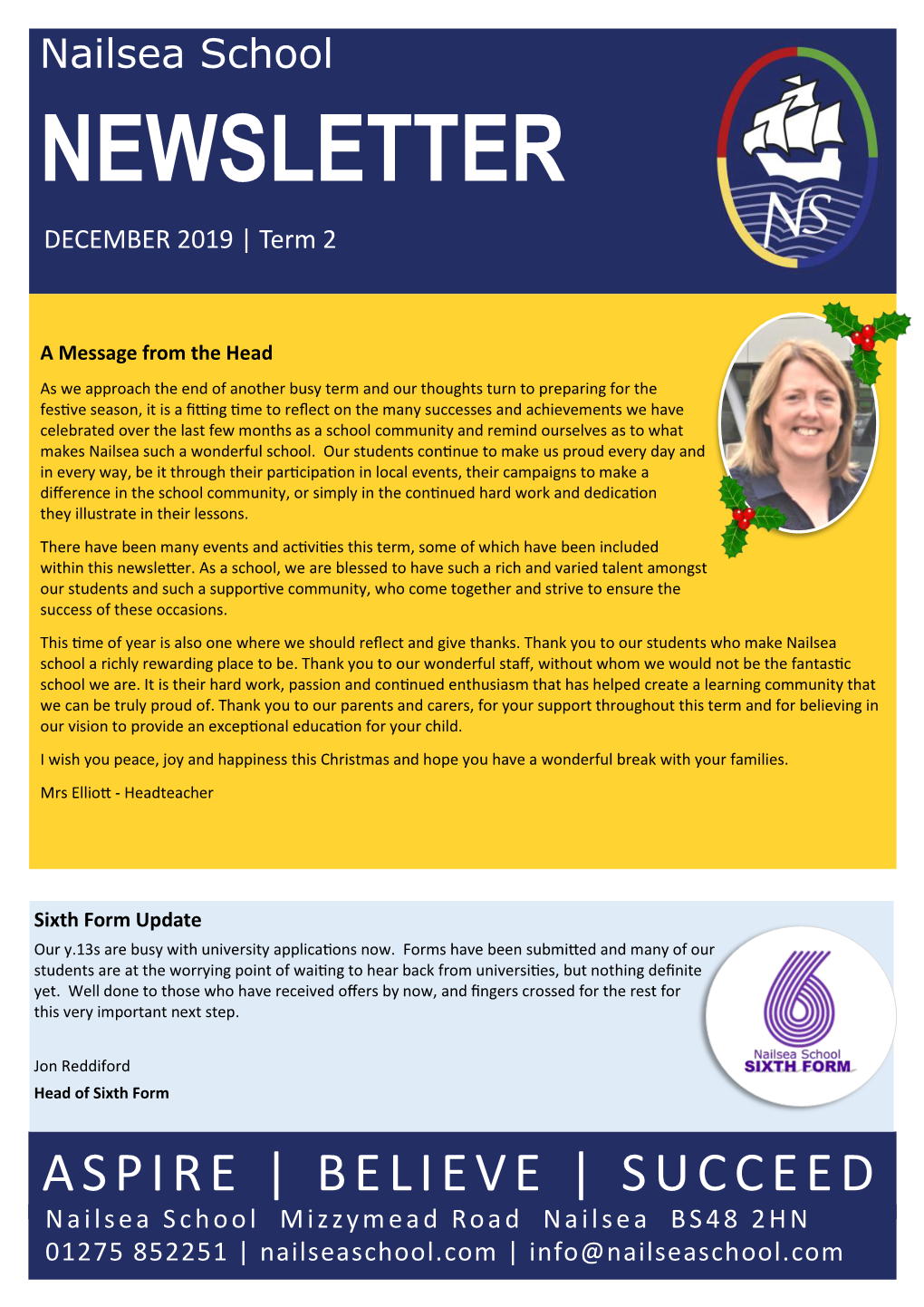 Nailsea School NEWSLETTER DECEMBER 2019 | Term 2