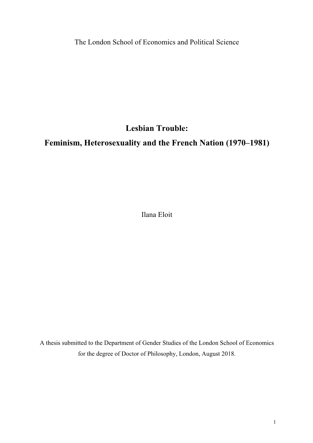 Lesbian Trouble: Feminism, Heterosexuality and the French Nation (1970–1981)