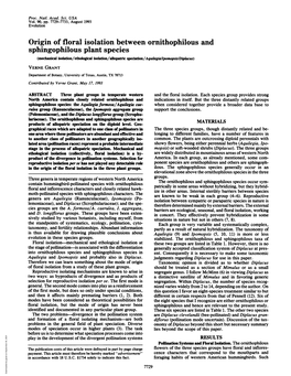 Origin of Floral Isolation Between Ornithophilous