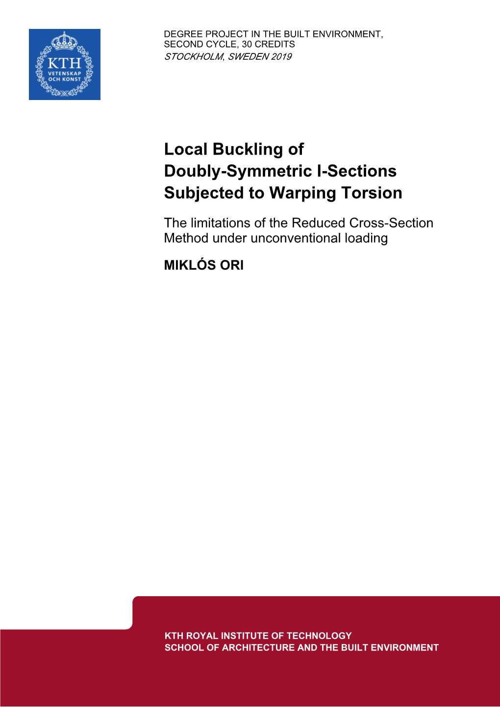 Local Buckling of Doubly-Symmetric I-Sections Subjected to Warping Torsion