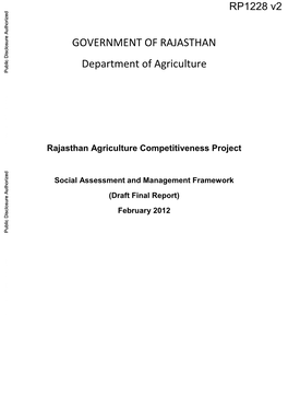 Rajasthan Agriculture Competitiveness Project Social