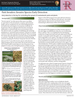 Invasive Species Early Detection R Early Detection Is the Key for Controlling the Spread of Invasive/Exotic Pests and Plants