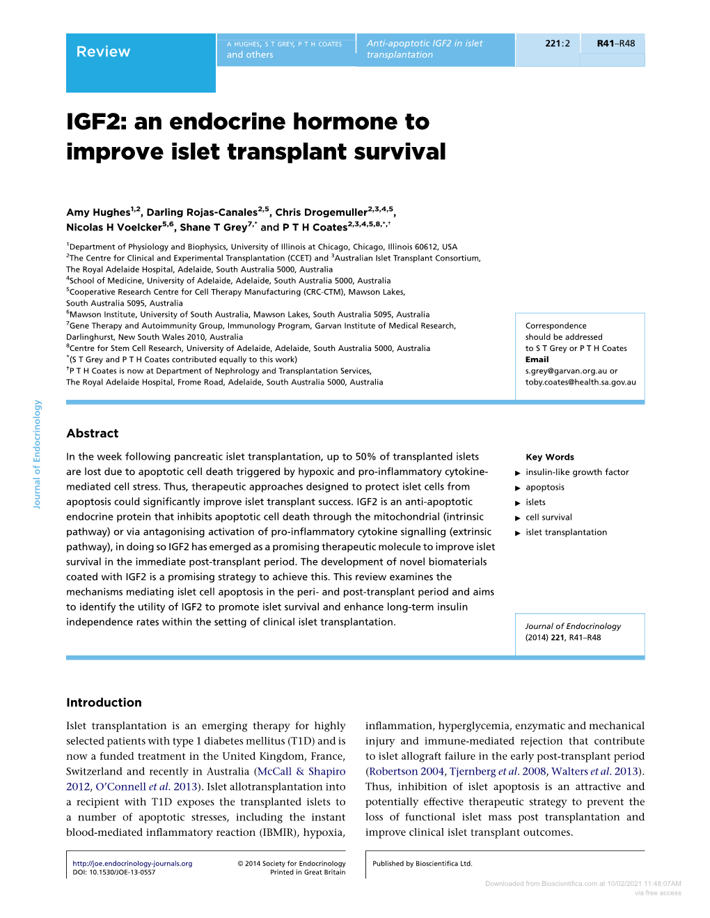 IGF2: an Endocrine Hormone to Improve Islet Transplant Survival