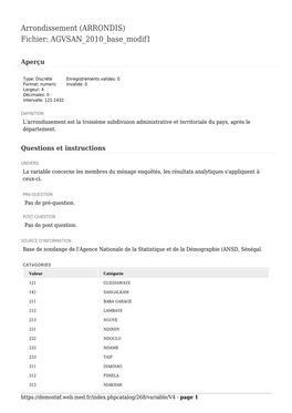 Arrondissement (ARRONDIS) Fichier: AGVSAN 2010 Base Modif1