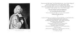 Chor Der Schola Cantorum Basiliensis La Cetra Barockorchester Basel Vocal Coaching (Soloists): Evelyn Tubb Chorus Master: Federico Sepúlveda Anthony Rooley, Direction