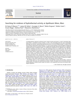 Searching for Evidence of Hydrothermal Activity at Apollinaris Mons, Mars ⇑ M