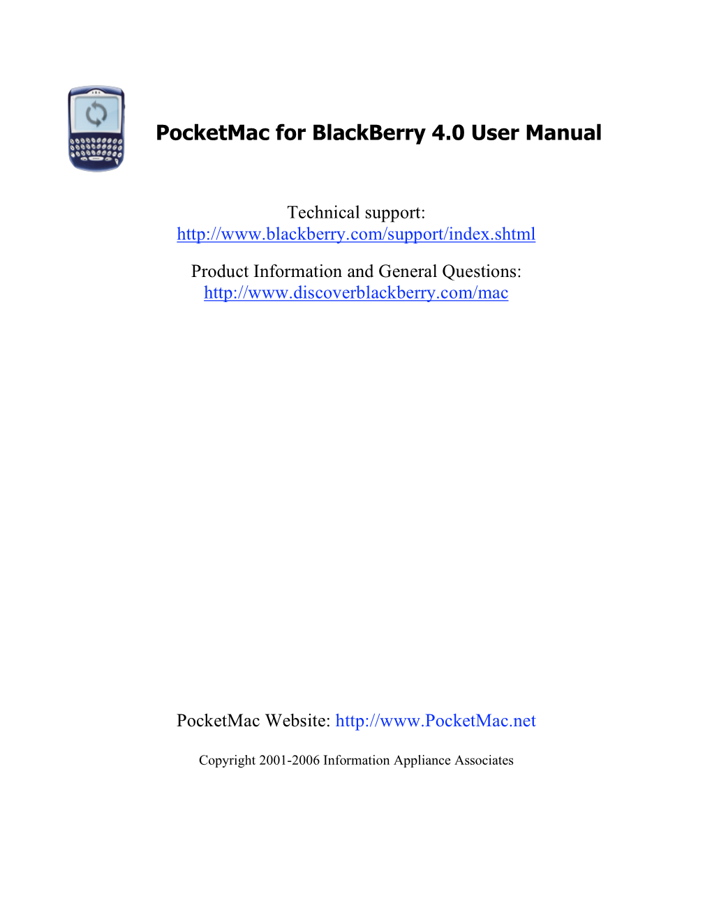 Pocketmac for Blackberry 4.0 User Manual