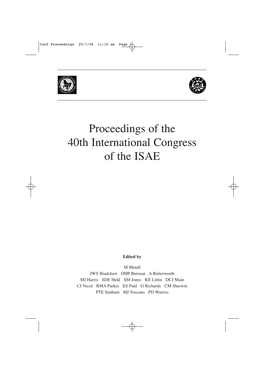 Proceedings of the 40Th International Congress of the ISAE