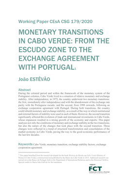 Monetary Transitions in Cabo Verde: from the Escudo Zone to the Exchange Agreement