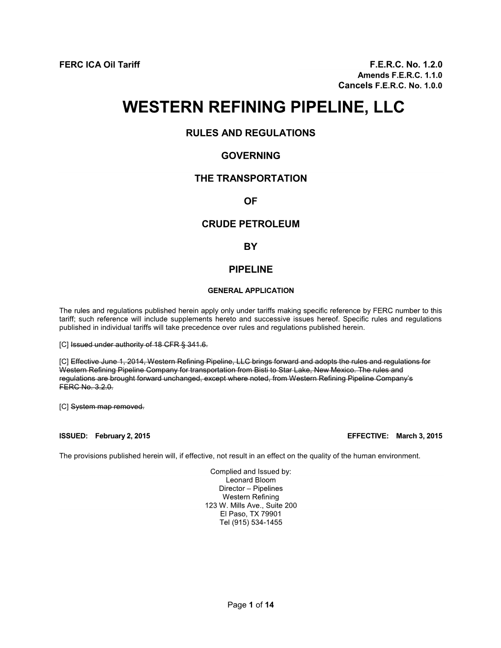 Western Refining Pipeline, Llc