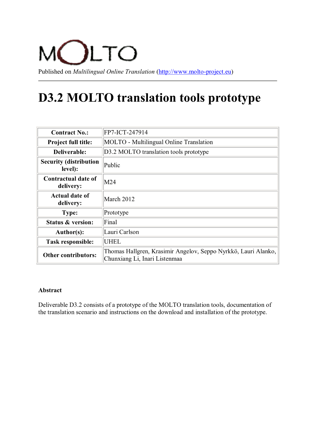 D3.2 MOLTO Translation Tools Prototype