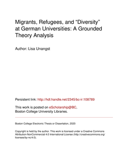 Migrants, Refugees, and “Diversity” at German Universities: a Grounded Theory Analysis