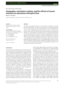 Geography, Assortative Mating, and the Effects of Sexual Selection on Speciation with Gene ﬂow Maria R
