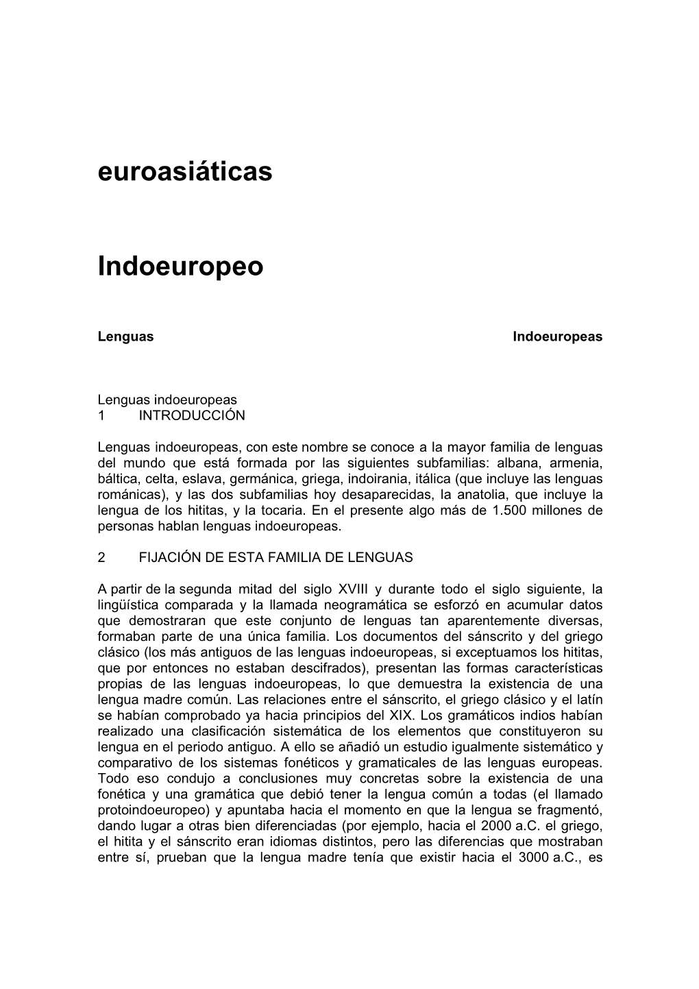 Euroasiáticas Indoeuropeo