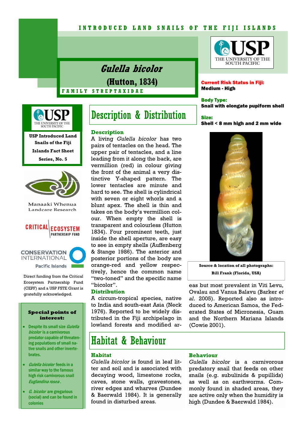 FS5 Gulella Bicolor Factsheet 5 Fiji.Pub