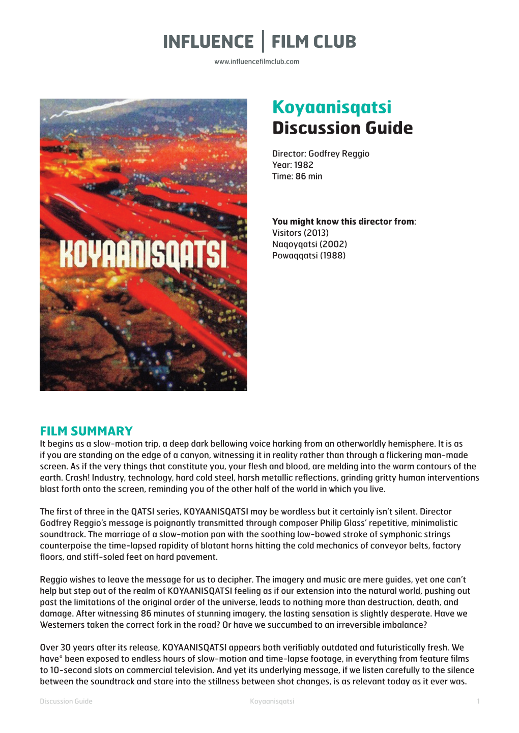 Koyaanisqatsi Discussion Guide