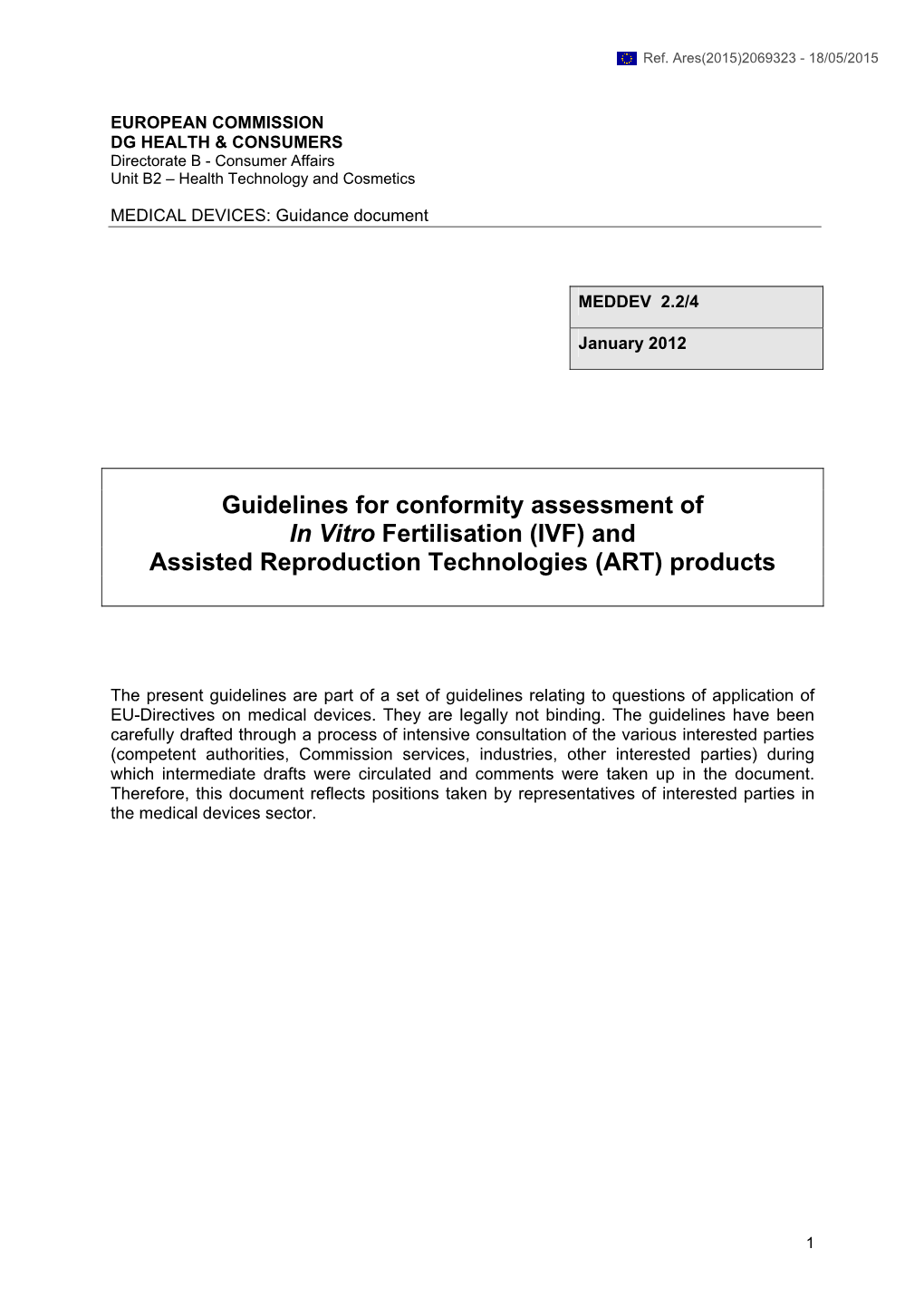 Guidelines for Conformity Assessment of in Vitro Fertilisation (IVF ...