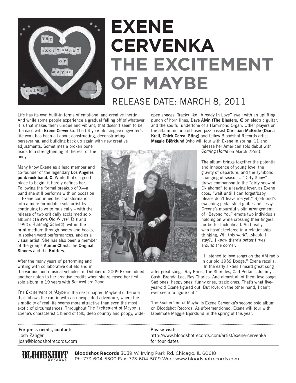 Exene Cervenka the Excitement of Maybe Release Date: March 8, 2011