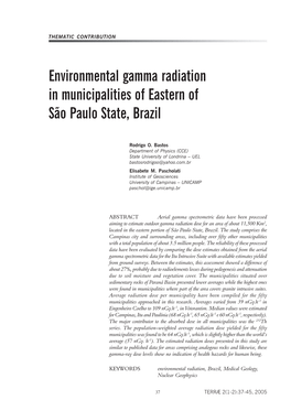 Environmental Gamma Radiation in Municipalities of Eastern of São Paulo State, Brazil