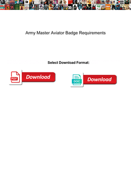 Army Master Aviator Badge Requirements