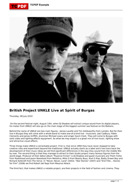 British Project UNKLE Live at Spirit of Burgas