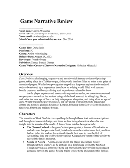 Game Narrative Review