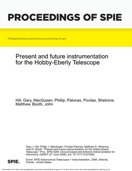 HET Instrumentation