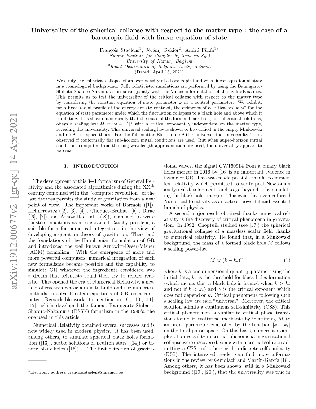 Arxiv:1912.00677V2 [Gr-Qc] 14 Apr 2021