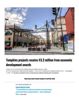 Tompkins Projects Receive $3.2 Million from Economic Development Awards