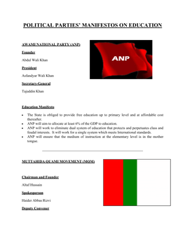 Political Parties' Manifestos on Education