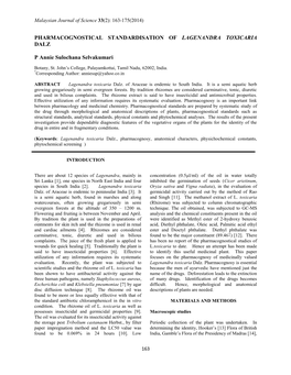 Pharmacognostical Standardisation of Lagenandra Toxicaria Dalz